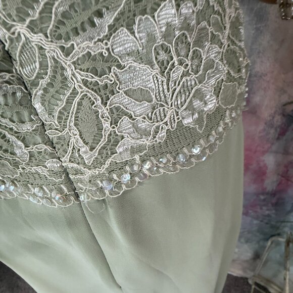 ๐David's Bridal Lace Beaded Chiffon Full Skirt Prom -Cocktail Bridesmaid Dress - Picture 9 of 16